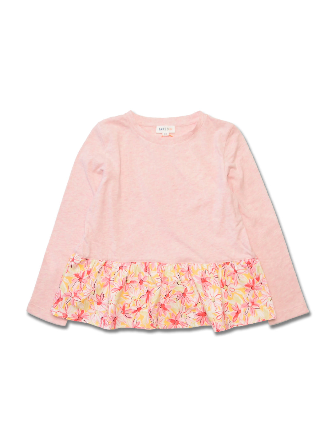Girl LS Crew Top with Contrast Ruffle - My Little J