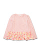 Girl LS Crew Top with Contrast Ruffle