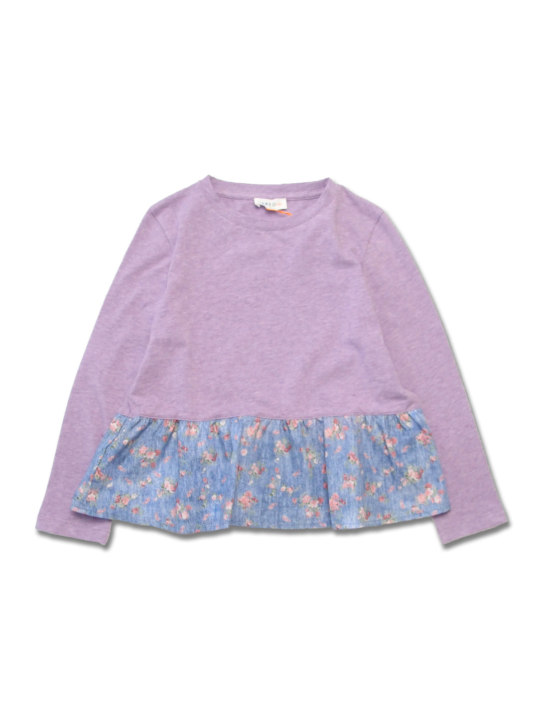 Girl LS Crew Top with Contrast Ruffle - My Little J