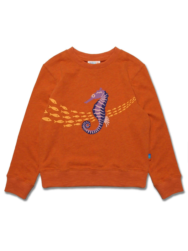 Girl LS Knit Crew Neck with Sea Horse Print