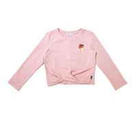 Girl's LS Crossover hem Knit Top