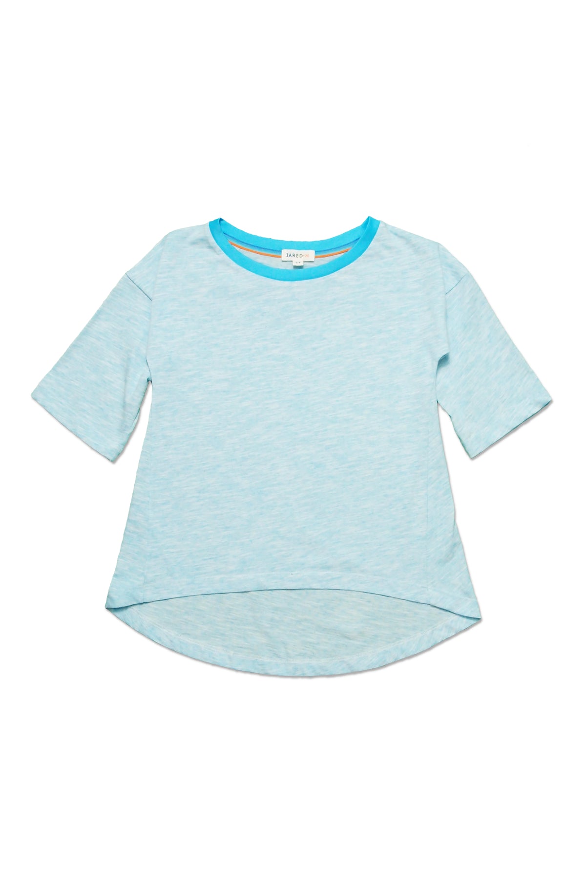 Girl SS Drop shoulder Contrasting-Crew Neck Tee/Blue/ 7/8