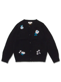 Girl's Merino Wool Floral Embriodary Cardigan