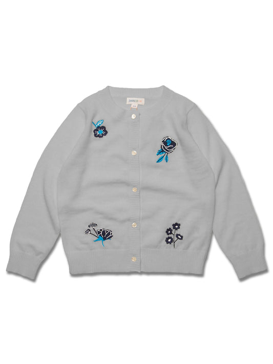 Girl's Merino Wool Floral Embriodary Cardigan - My Little J