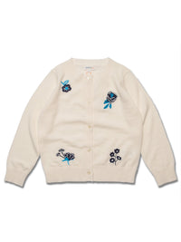 Girl's Merino Wool Floral Embriodary Cardigan