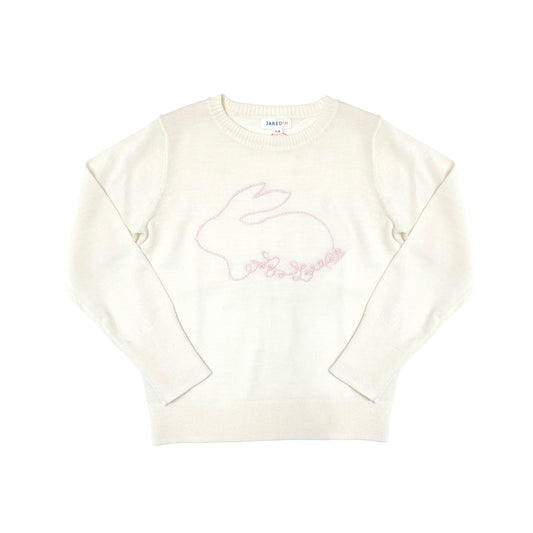 Girl's Merino Wool Rabbit Embriodary Sweater - My Little J