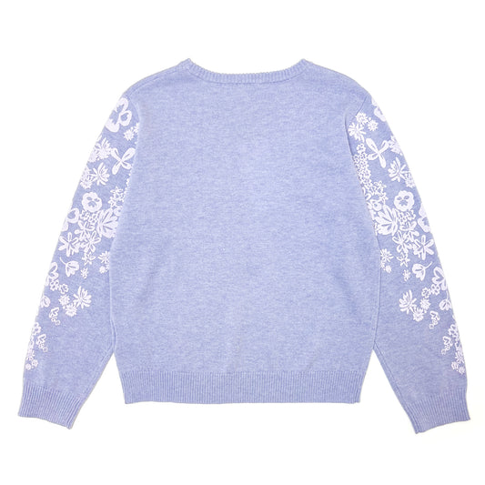 Girl's Merino Wool Blend Floral Print Sweater - My Little J