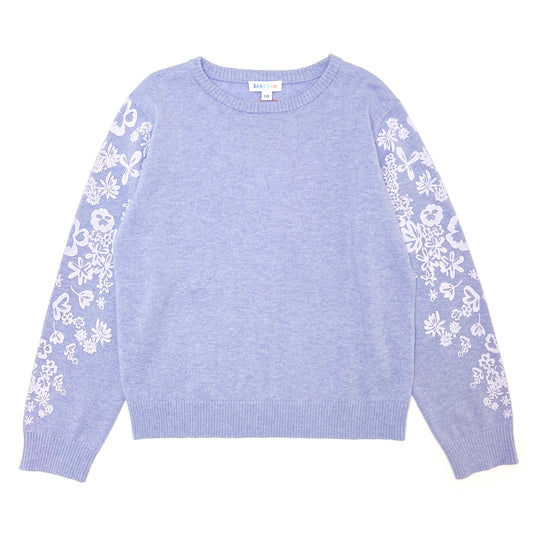 Girl's Merino Wool Blend Floral Print Sweater - My Little J