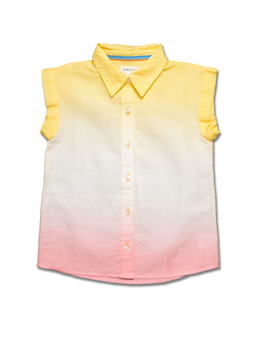 Girl SS Blouse - Linen Dip Dye - My Little J