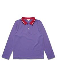 Boy's LS Solid Polo with Flat Knit Collar