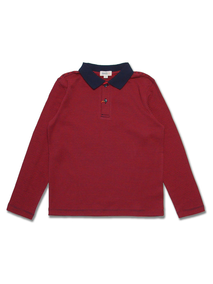 Boy's LS Solid Polo with Flat Knit Collar