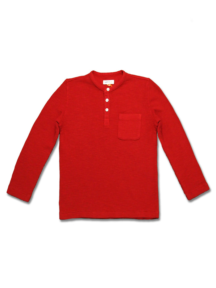 Boy's LS Knit Solid Waffle Henly - My Little J