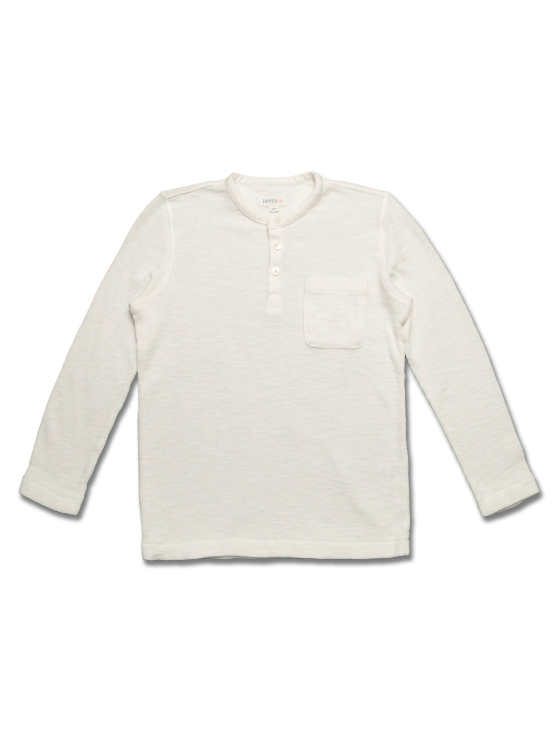 Boy's FW LS Knit  Solid Waffle Henly / White/ 7/8