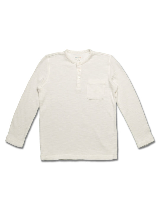 Boy's FW LS Knit  Solid Waffle Henly / White/ 7/8 - My Little J