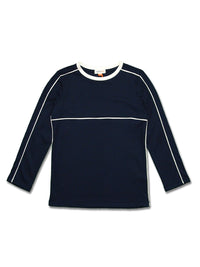 Knit L/S Crew Neck tee with piping details