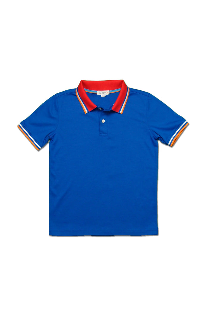 Boys SS Polo with Tipping Flat Knit Collar - Solid