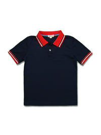 Boys SS Polo with Tipping Flat Knit Collar - Solid