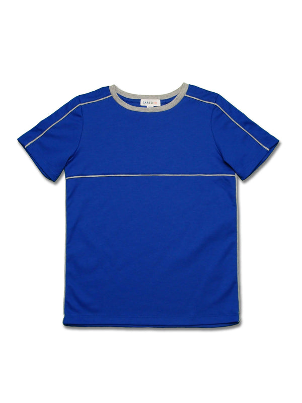 SS Crew Neck Tee - Solid Interlock with Contrast Piping