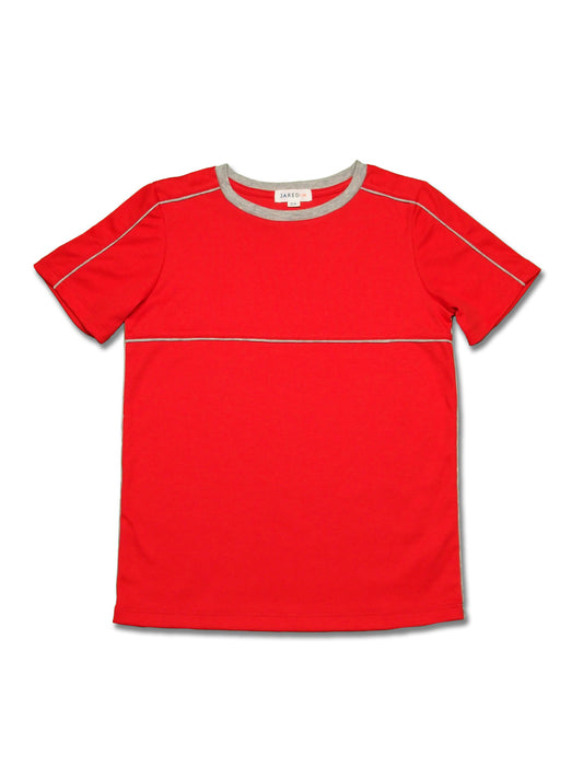 SS Crew Neck Tee - Solid Interlock with Contrast Piping - My Little J