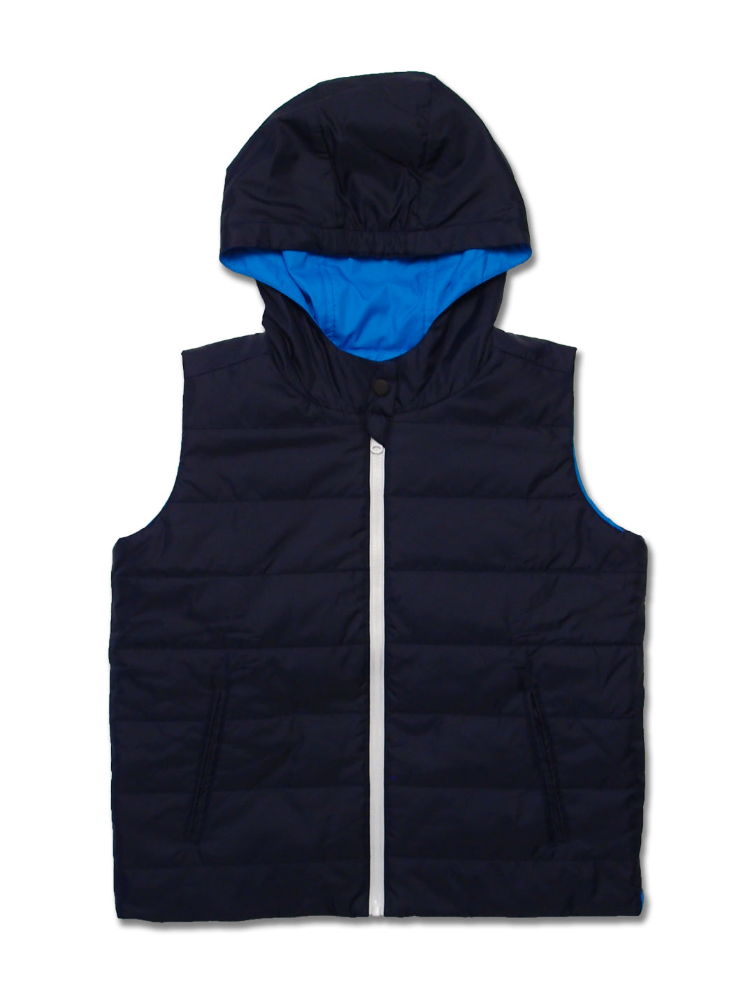 Boy's Reversible Nylon Quilted Hoodie Vest