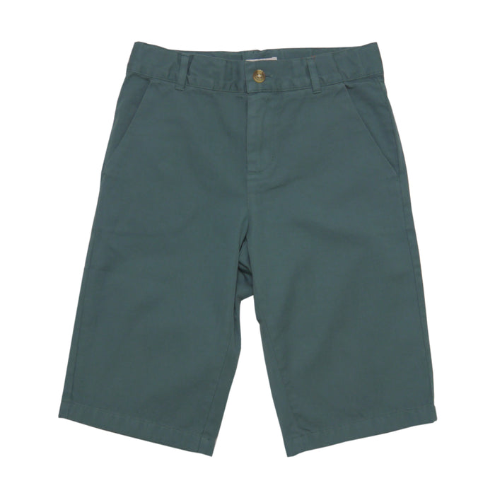 Boy SS Solid Cotton Twill Shorts-Green/ 9/10