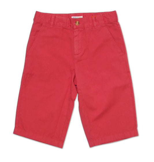Boy SS Solid Cotton Twill Shorts - Red - My Little J