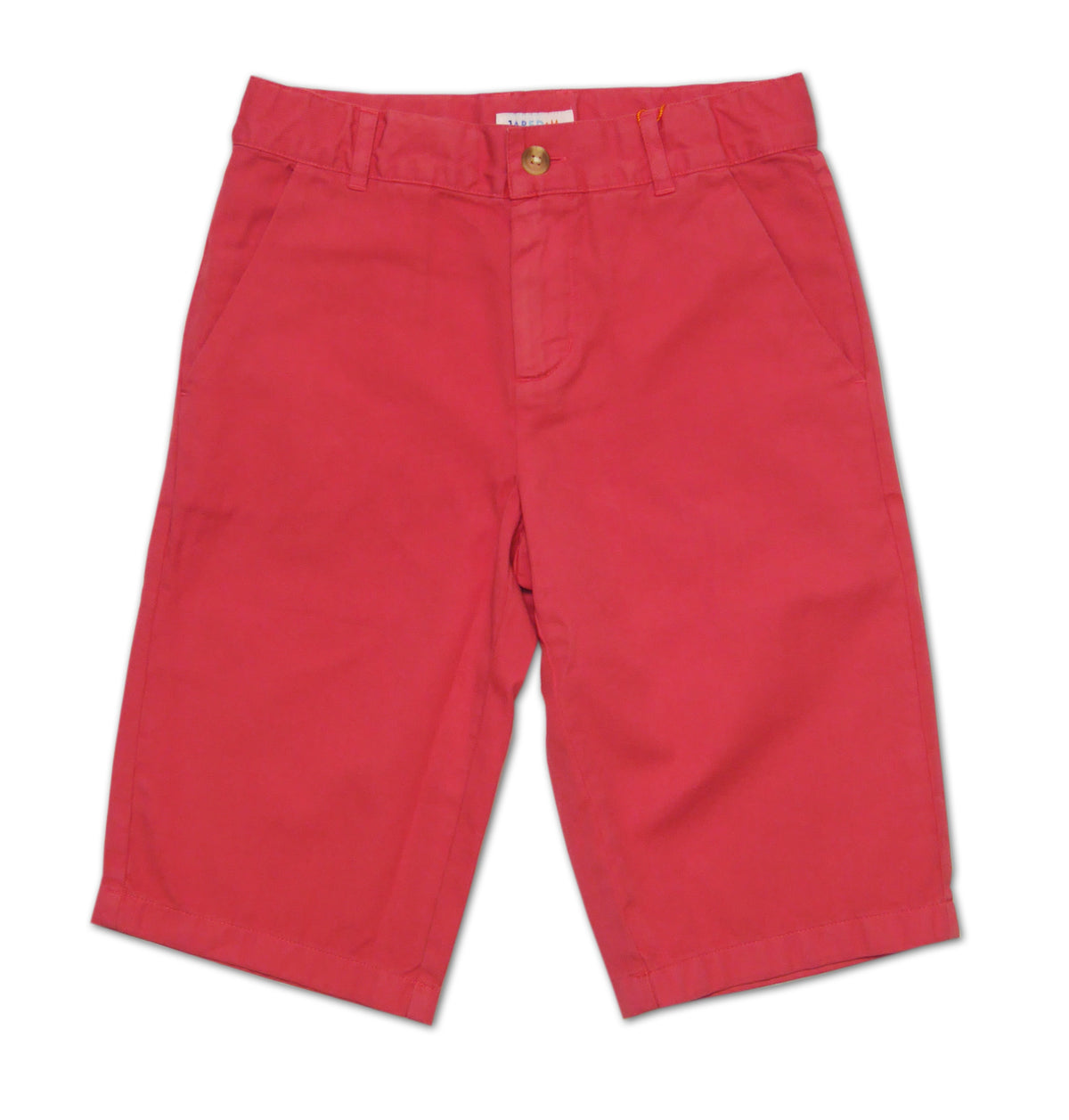 Boy SS Solid Cotton Twill Shorts-Red / 7/8