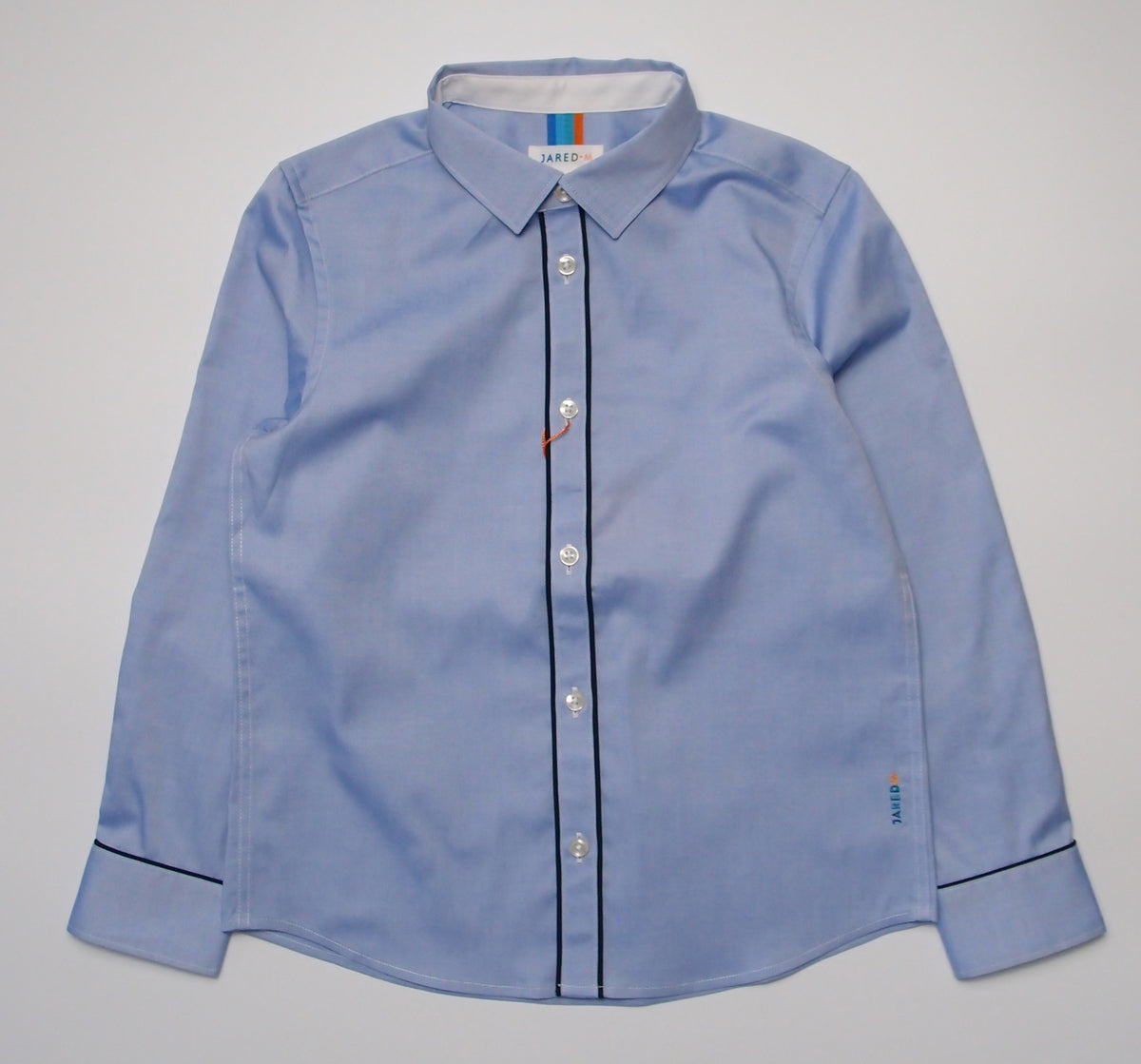 Boys LS Spread Collar Shirt with Piping Detail - Solid