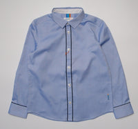 Boys LS Spread Collar Shirt with Piping Detail - Solid