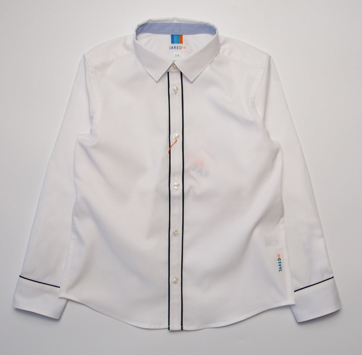 Boys LS Spread Collar Shirt with Piping Detail - Solid
