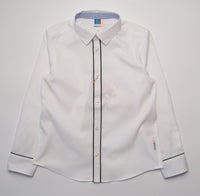 Boys LS Spread Collar Shirt with Piping Detail - Solid