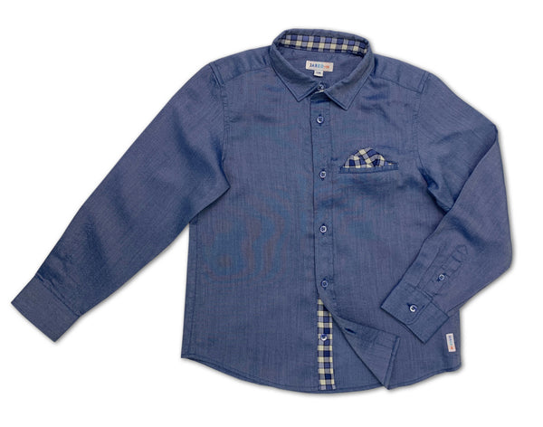LS Spread Collar Shirt w/Pocket Square Pocket - Solid Oxford