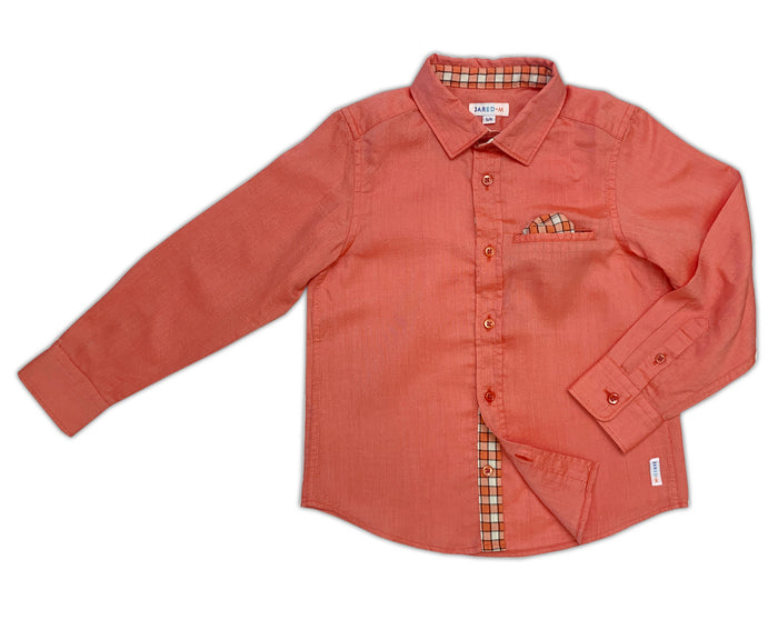 LS Spread Collar Shirt w/Pocket Square Pocket - Solid Oxford