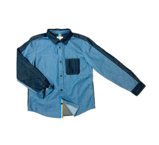 Boy's FW LS Contrast Color Indigo Shirt - My Little J