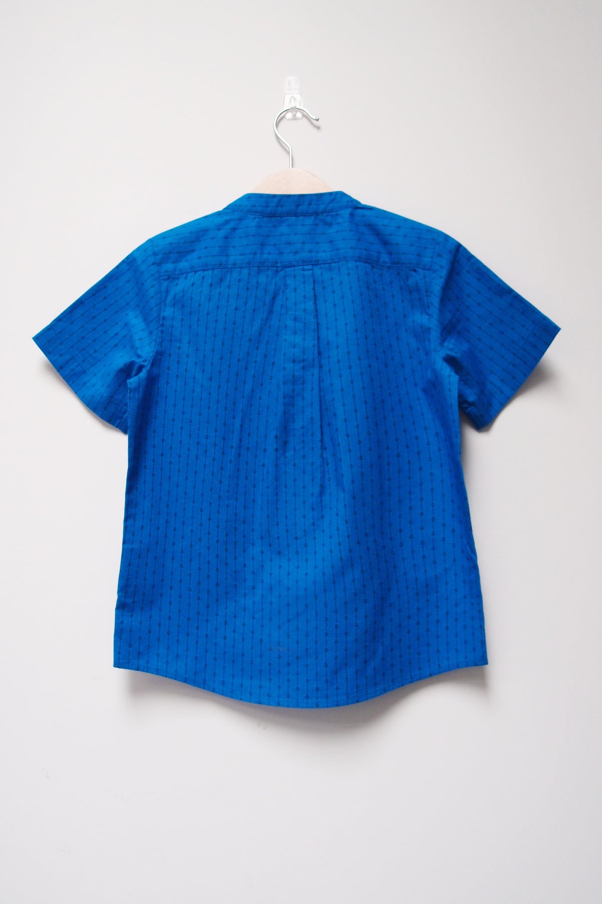 SS Band Collar Half Hidden Placket Shirt - Argyle Stripe Print - My Little J