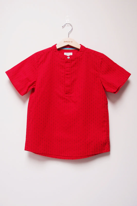 SS Band Collar Half Hidden Placket Shirt - Argyle Stripe Print - My Little J