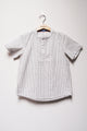 SS Band Collar Half Hidden Placket Shirt - Argyle Stripe Print