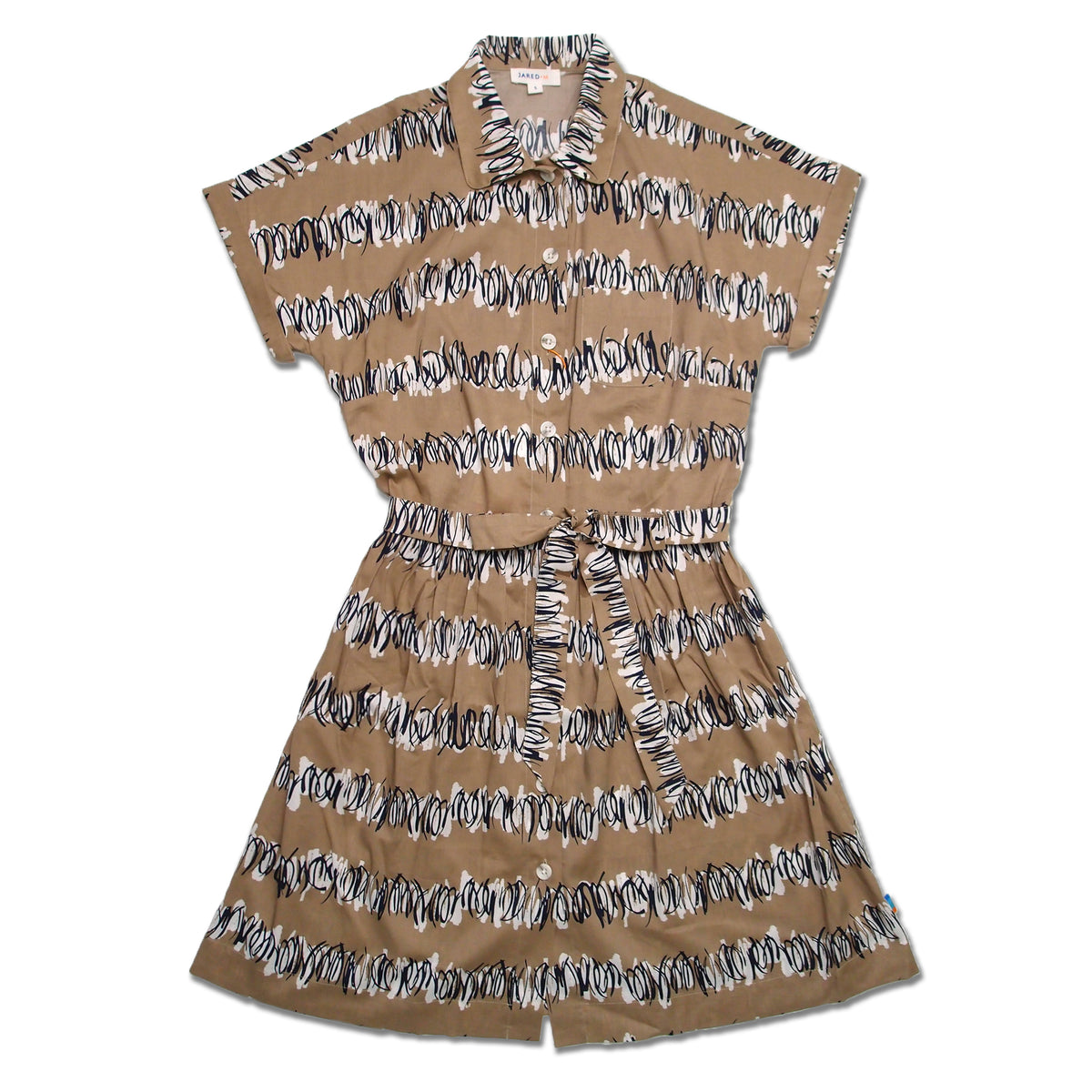 Girl SS Woven Shirt Dress with Belt - Big Graphic Print