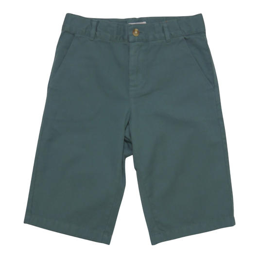 My Little J boys green cotton twill shorts with a button closure and classic tailored fit