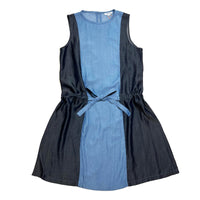 Ladies SS Tencel Indigo Color Block Sleeveless Dress