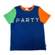 Boy's SS Crew Neck Color Blocking Tee with Party Print
