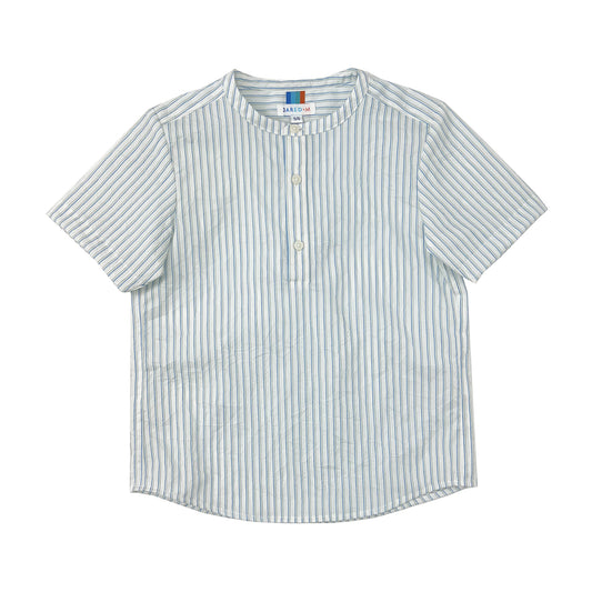 Boy's SS  Half placket Band Collar stripe Shirt - My Little J