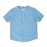 Boy's SS  Half placket Band Collar stripe Shirt