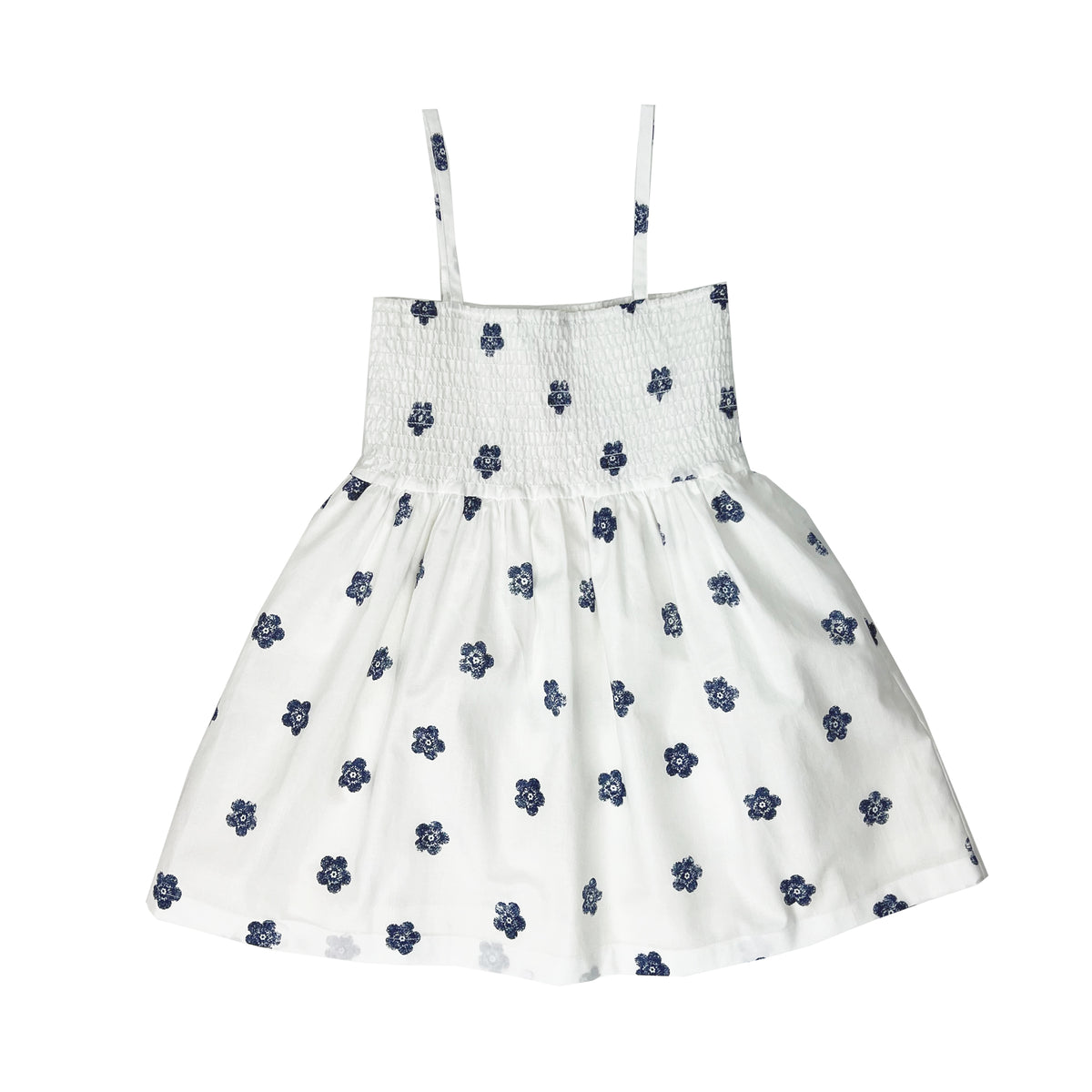 Girl's Sleeveless Floral Smocking Dress