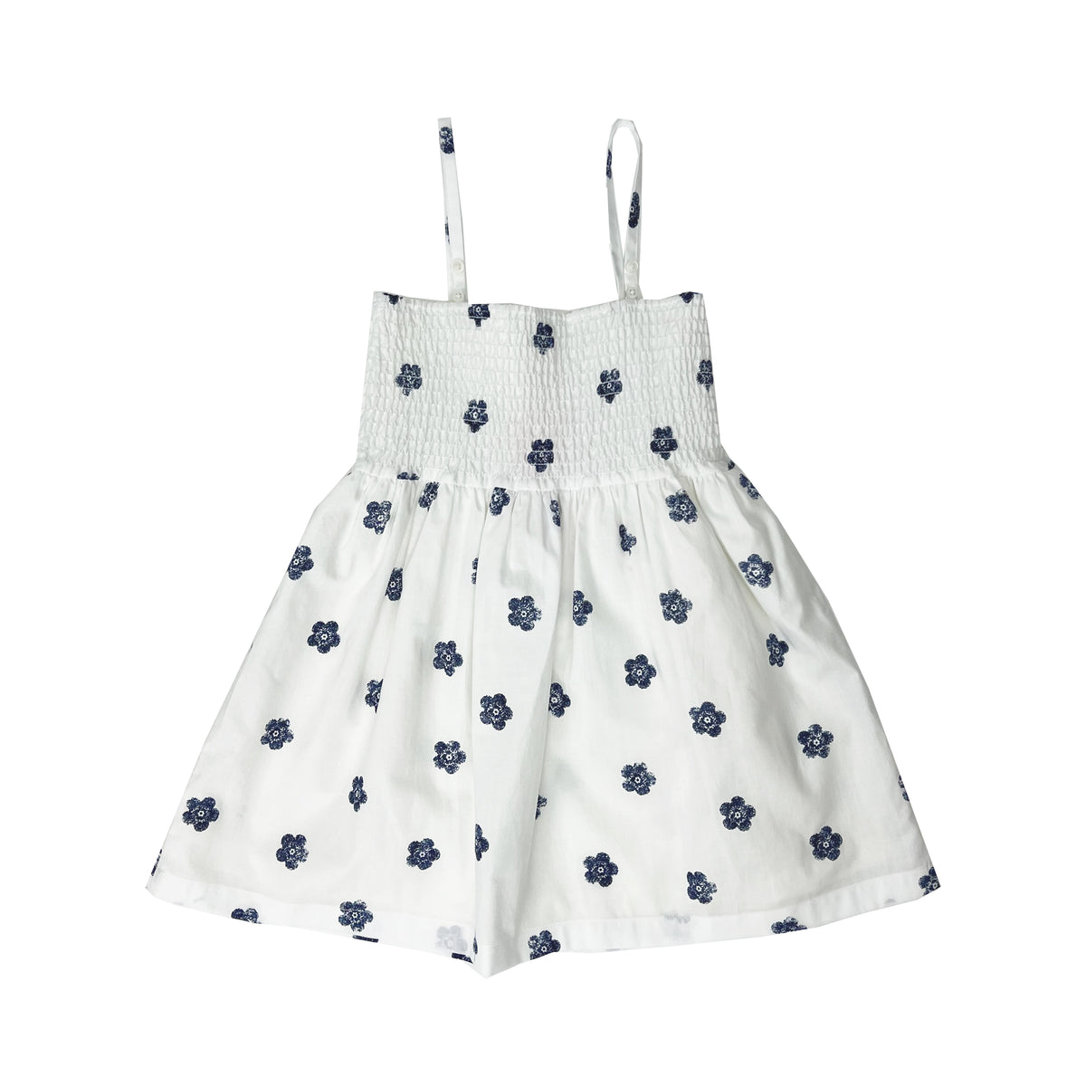 Girl's Sleeveless Floral Smocking Dress