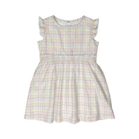 Girl's Sleeveless Plaid  Smocking Dress