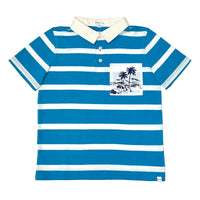 Boy's SS Stripe Polo with Palm tree Print Chest Pocket