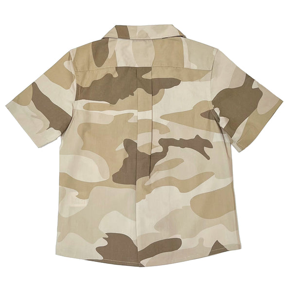 Boy's SS Camp Collar Camo Print Shirt