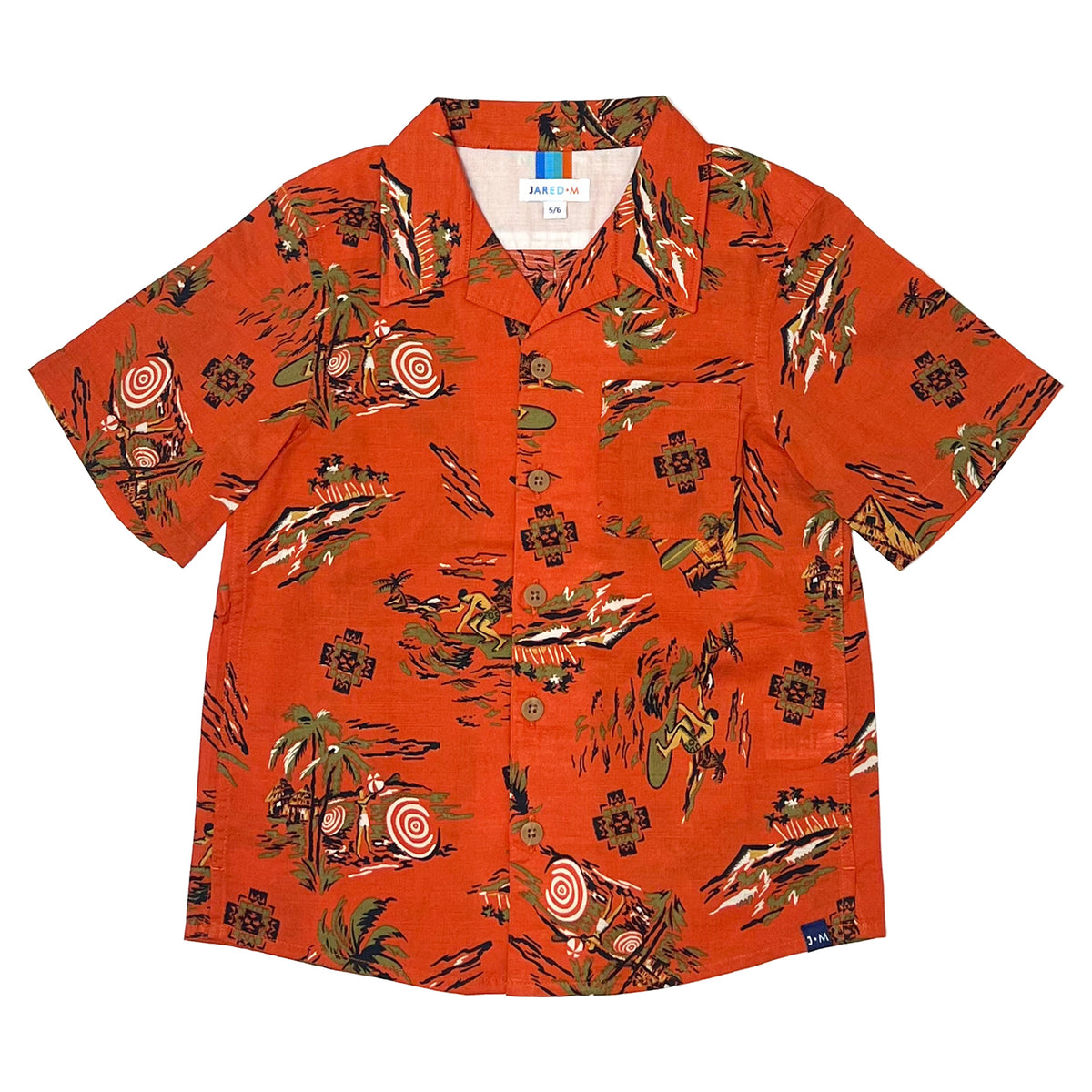 Boy's SS Camp Collar Print Shirt