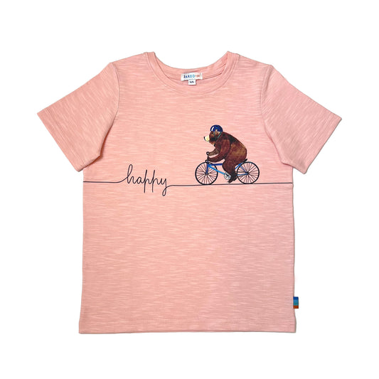 Girl's SS Crew Neck Tee with cycling Bear Print - My Little J